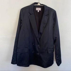 Chelsea28 CHELSEA 28 black satin blazer jacket XL